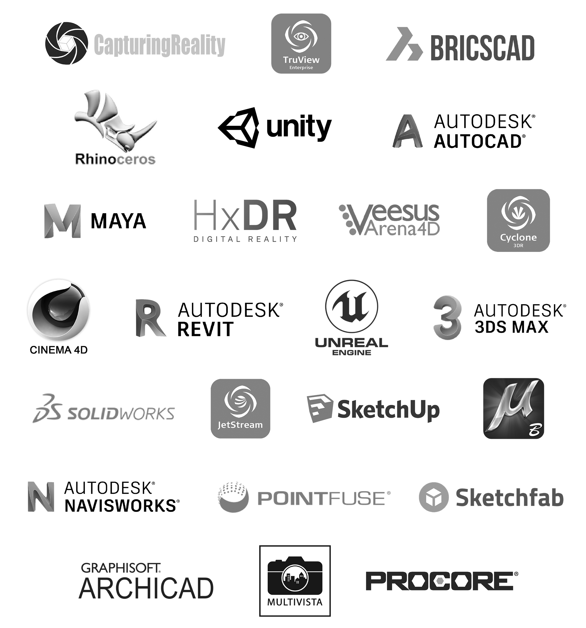 CAD software logo collage