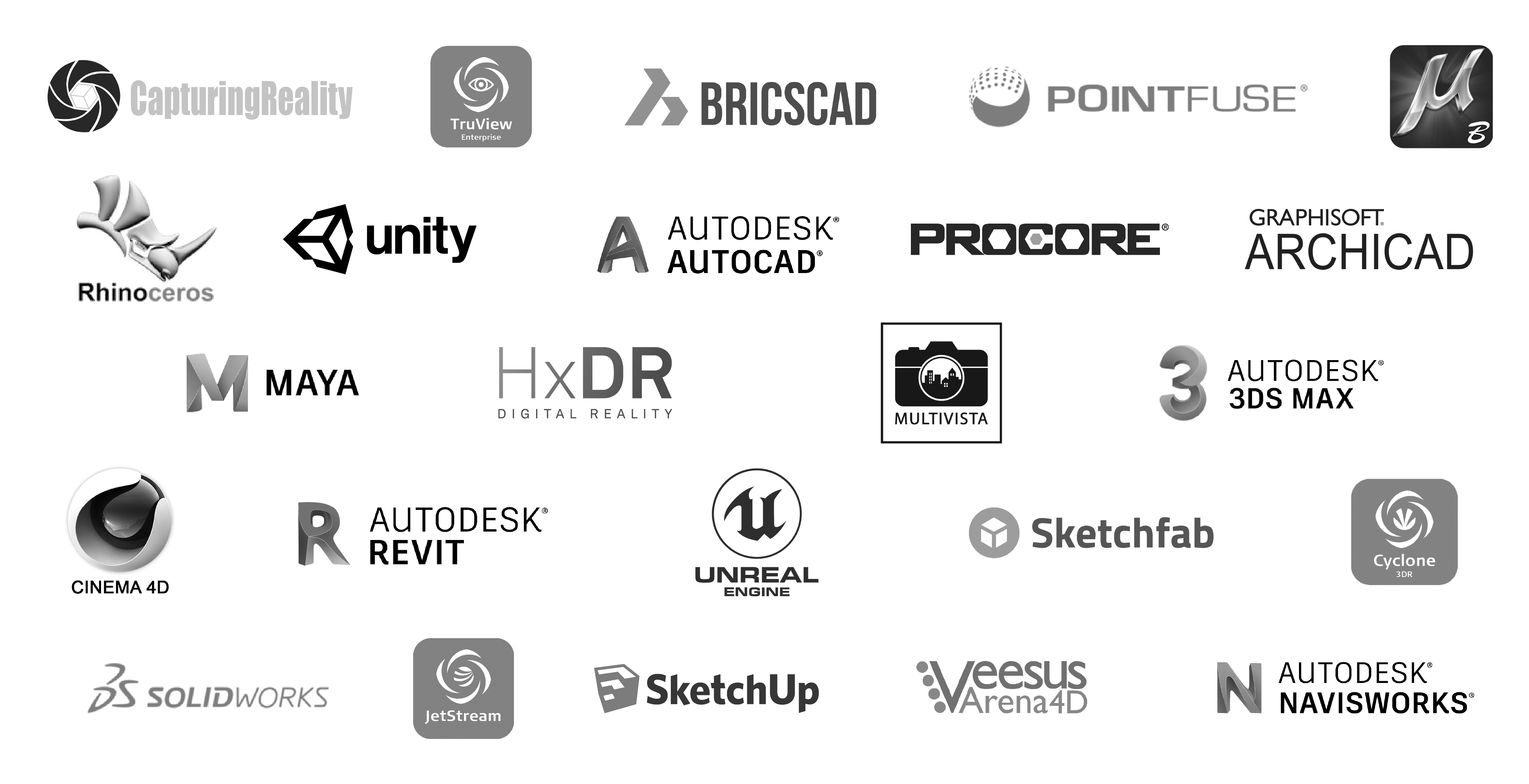 Collage de logotipos de programas de CAD