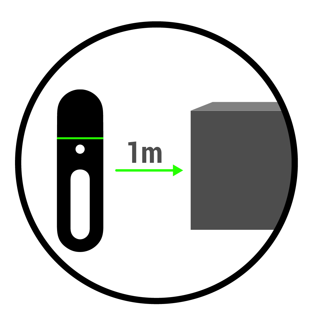Icono vectorial de distancia de 1 metro entre el BLK2GO y el objeto