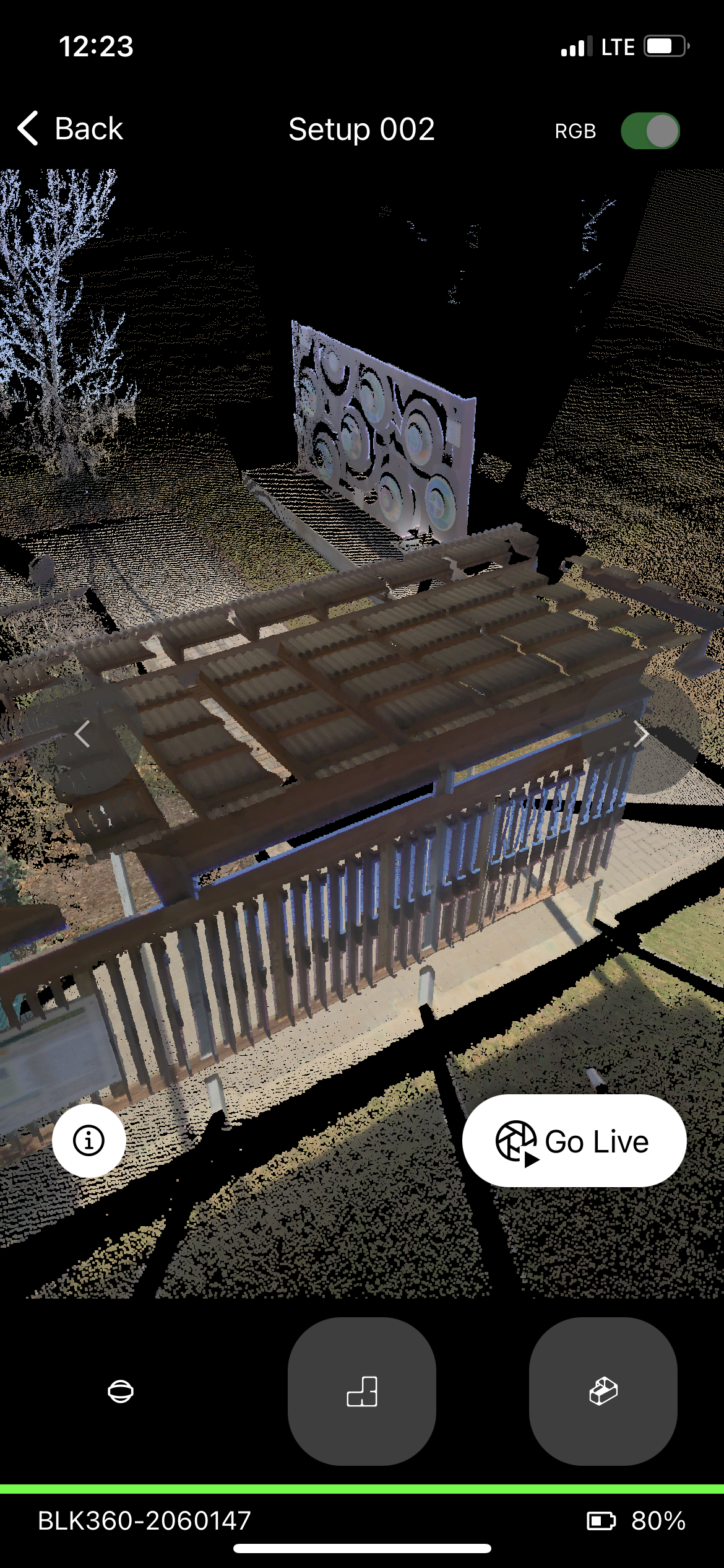Vista 3D de la app BLK Live
