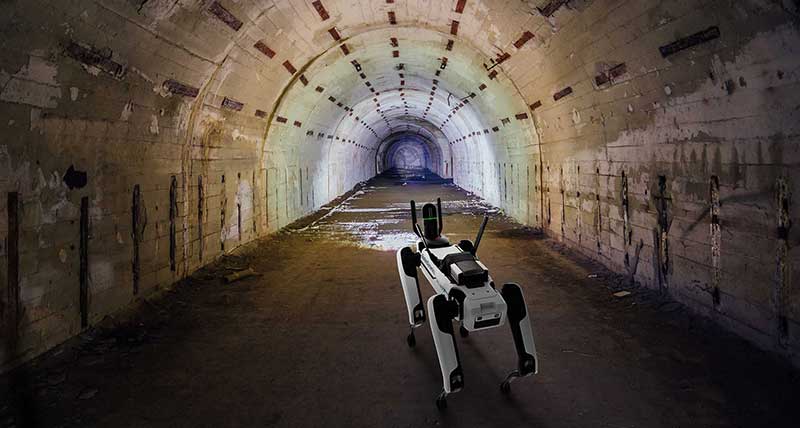 Leica BLK ARC walking down an underground tunnel