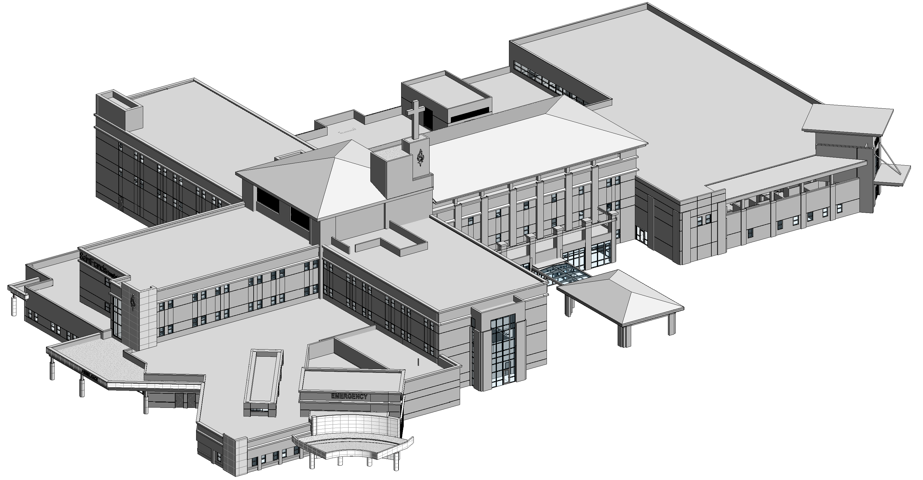 Modelo 3D de Revit del hospital Saint Francis