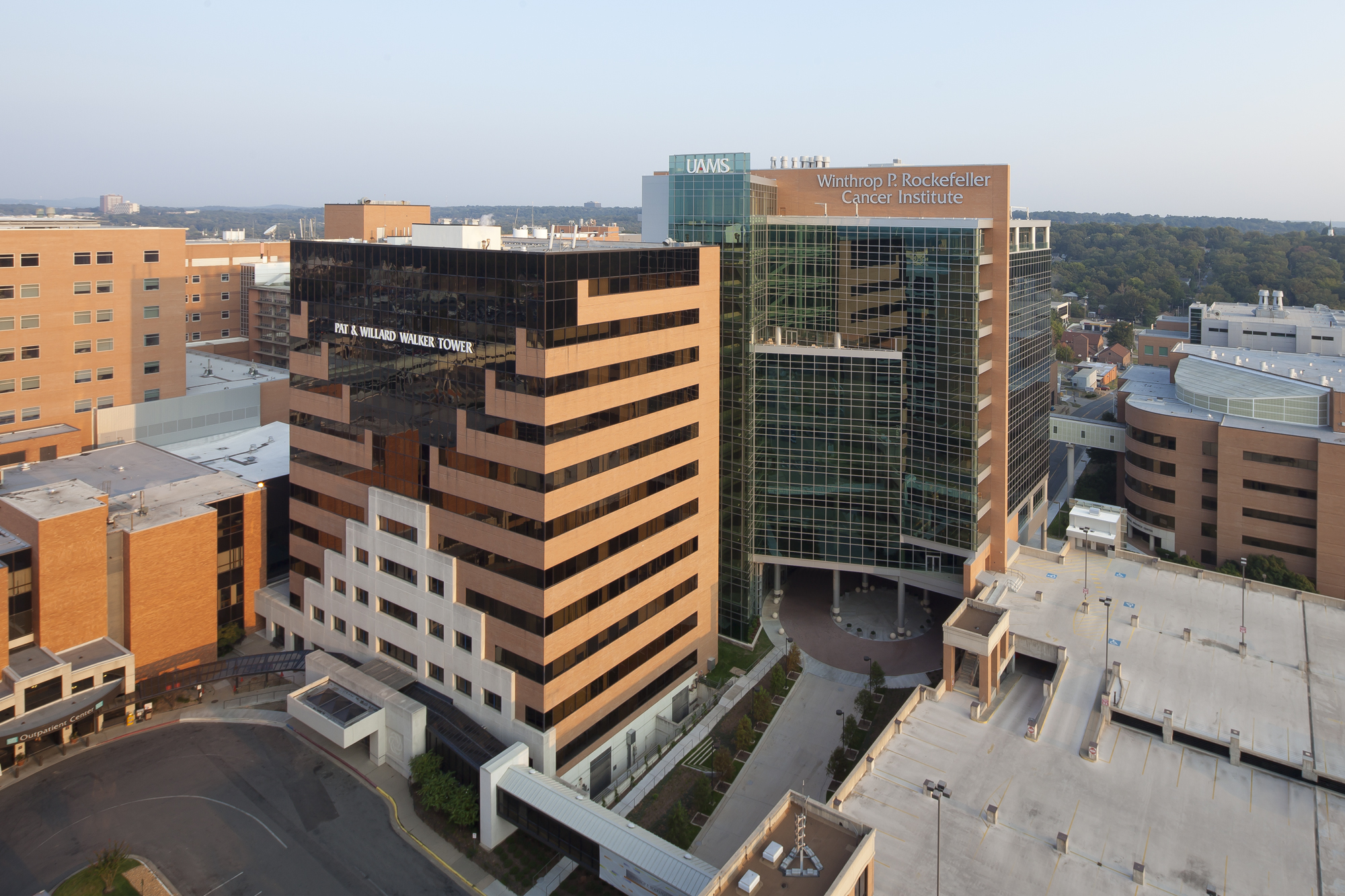 aerial view of the Winthrop J. Rockefeller Cancer Institute