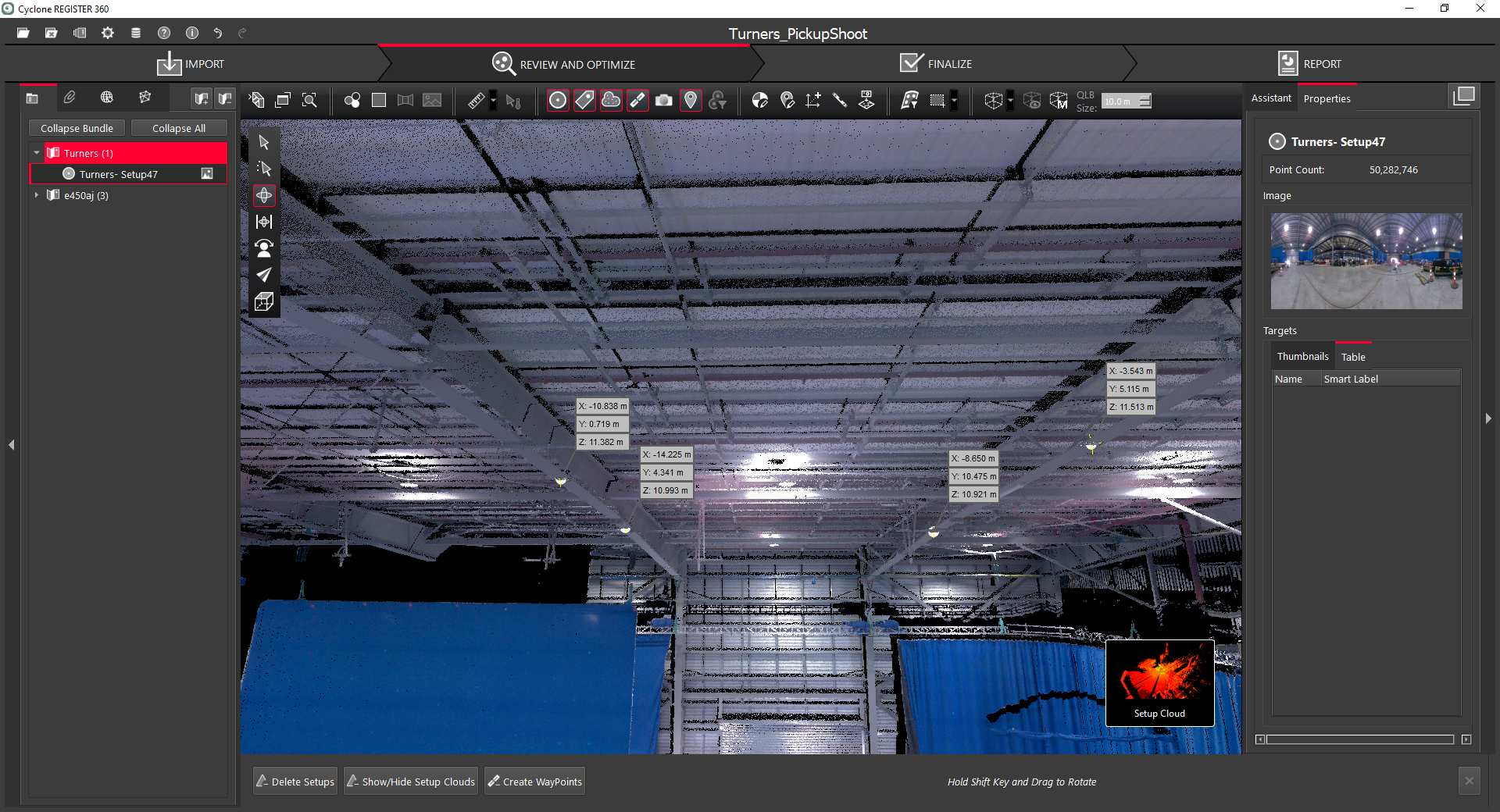 Scan 3D de um cenário de filme no software Cyclone REGISTER 360