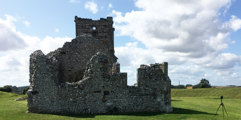 Leica BLK360 in front of Knowlton Church