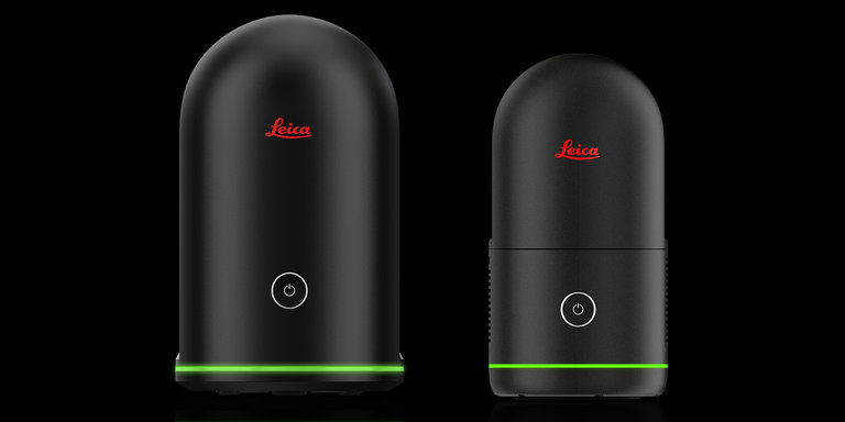 BLK360 G1 and BLK360 side by side on a black background