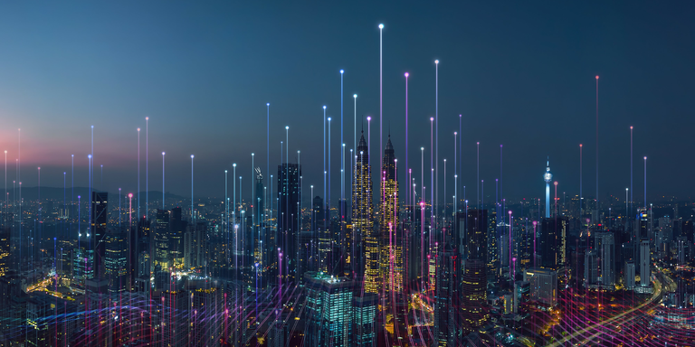Futuristic autonomous city stock image
