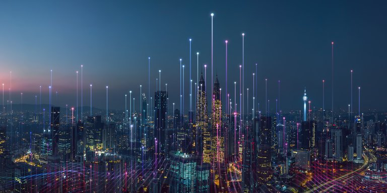 Futuristic autonomous city stock image