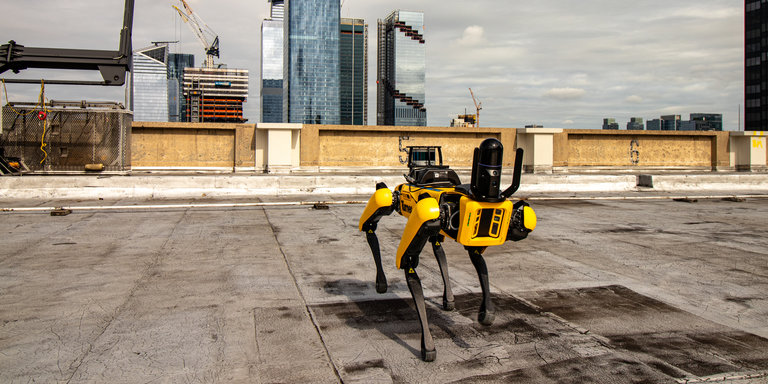 BLK ARC and Boston Dynamics Spot dog on a building's rooftop