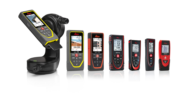 Leica DISTO series consisting of 6 laser measures with different functionality and size