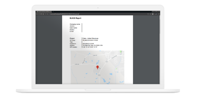 Laptop with Leica BLK3D report export