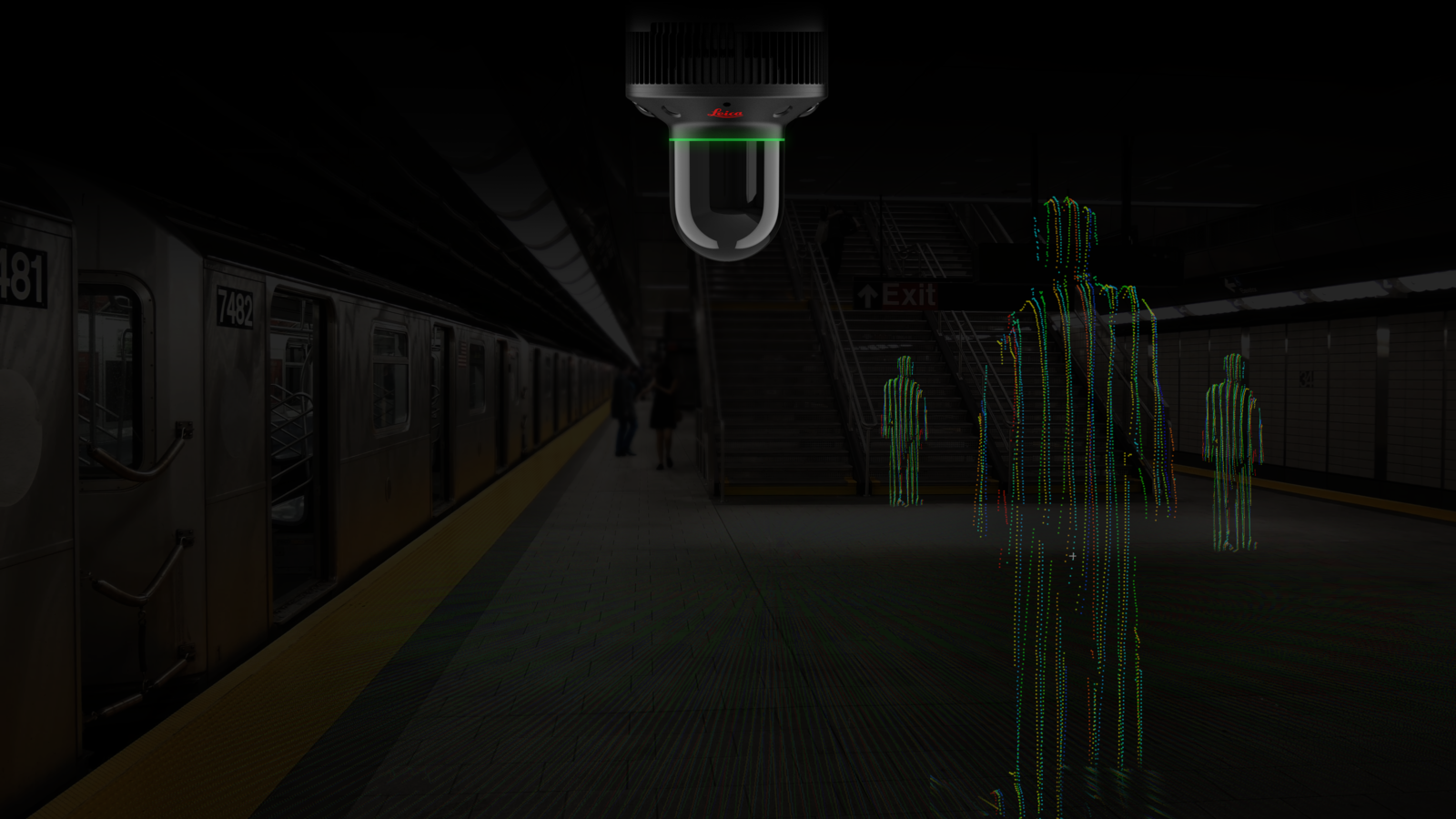 Leica BLK247 durante una scansione all'interno di una stazione della metropolitana