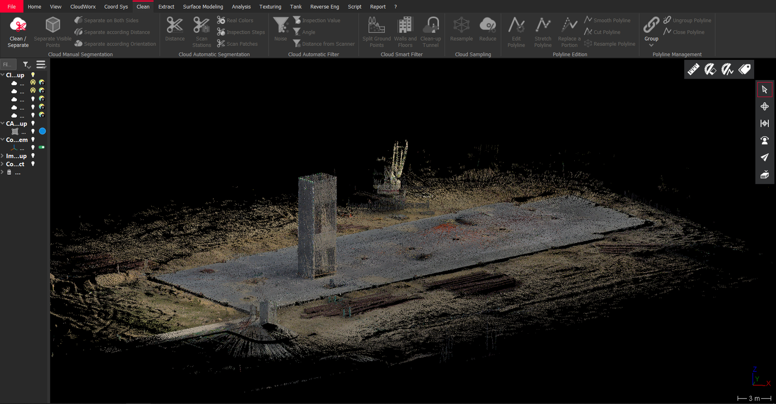 Screenshot der Leica BLK2GO Punktwolke in der Cyclone 3DR Software