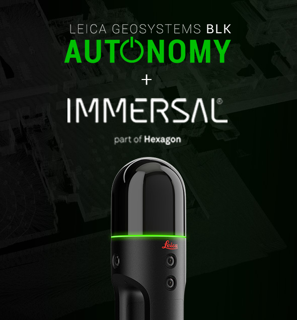 banner image of a BLK2GO with a Leica Geosystems BLK Autonomy logo and Immersal logo