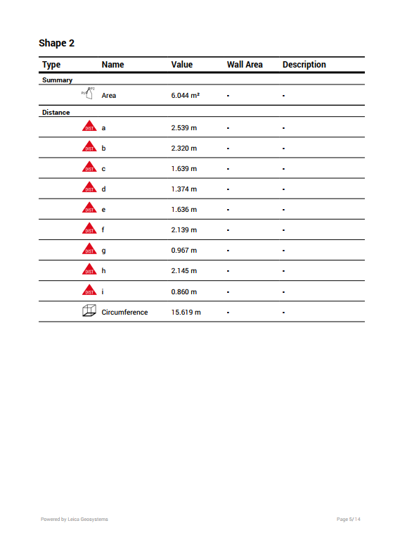 Exportation de la liste des mesures de la salle de bains au format PDF Pro