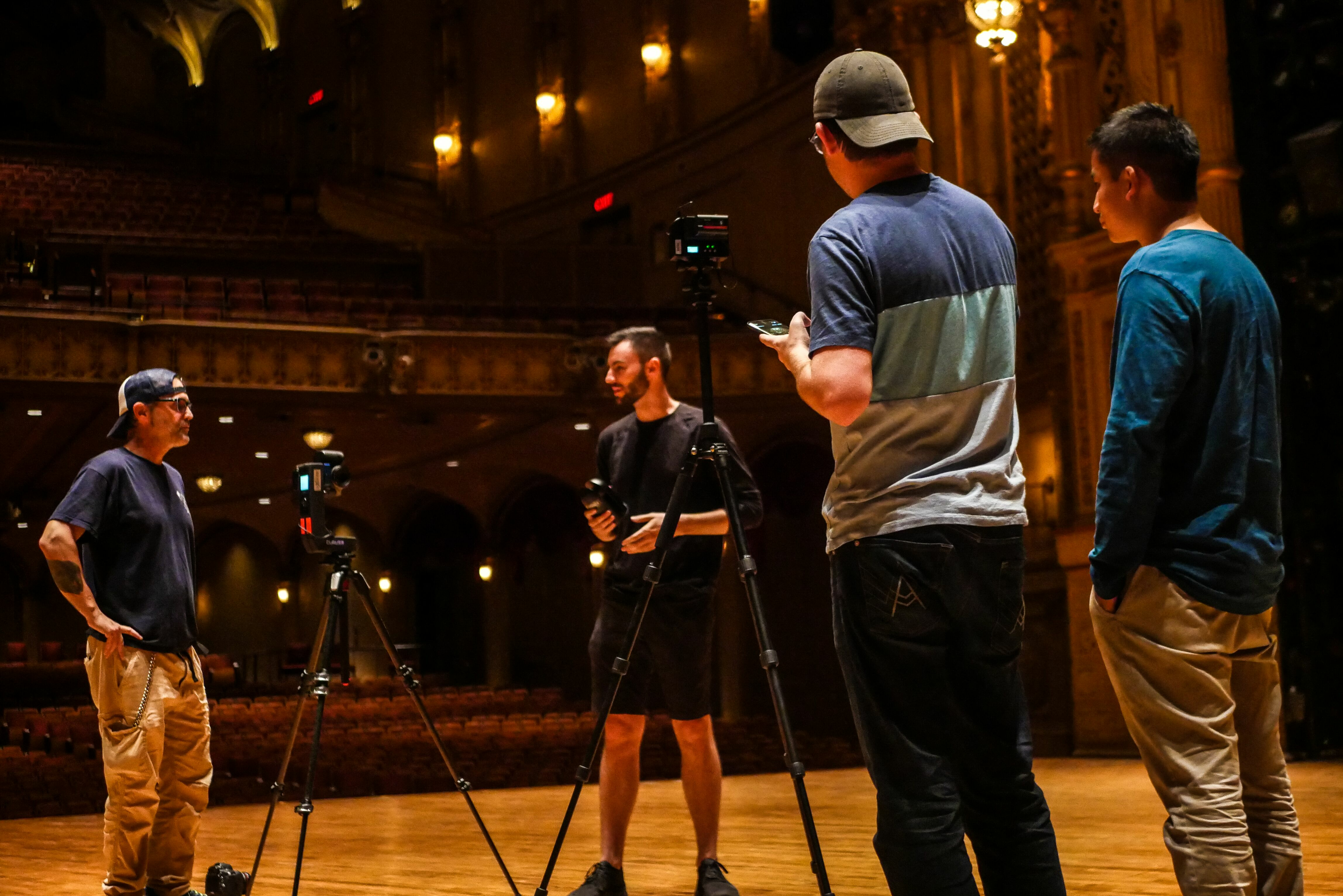 Crew scanning Orpheum Theater with the Leica BLK360
