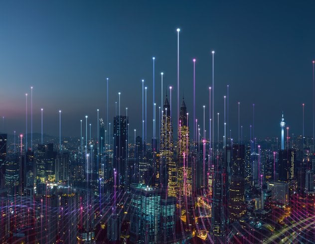 Futuristic autonomous city stock image